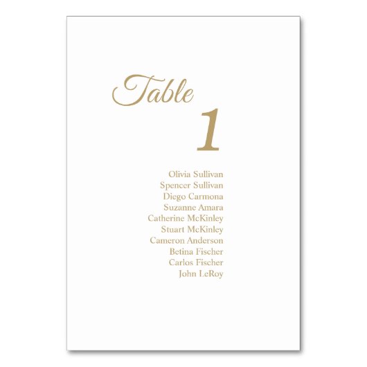 シンプル金ゴールド書道テーブル番号ゲスト テーブルナンバー (正面)