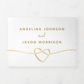 シンプル金ゴールド書道写真結婚の 三つ折り招待状 (カバー)