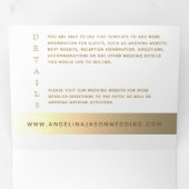 シンプル金ゴールド書道写真結婚の 三つ折り招待状 (内部最初)