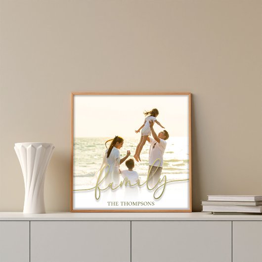 シンプル金ゴールド書道台本ファミリータイポグラフィ フォトプリント