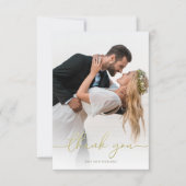 シンプル金ゴールド書道台本ミニマル写真 サンキューカード (正面)