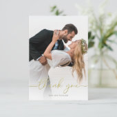シンプル金ゴールド書道台本ミニマル写真 サンキューカード (スタンド正面)