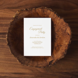 シンプル金ゴールド書道婚約パーティ 招待状