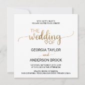 シンプル金ゴールド書道広場結婚の 招待状 (正面)