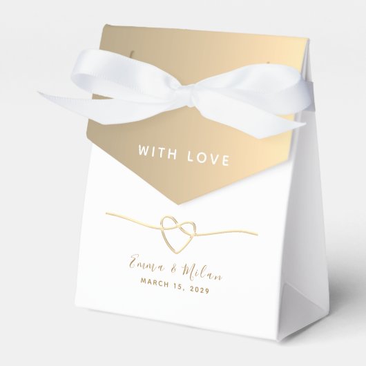 シンプル金ゴールド書道結婚式の引き出物箱 フェイバーボックス (正面サイド)