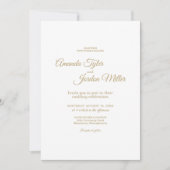 シンプル金ゴールド書道結婚式招待状 招待状 (正面)