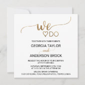 シンプル金ゴールド書道「我々は」スクエア結婚 招待状 (正面)