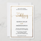 シンプル金ゴールド書 |フレー結婚ム 招待状 (正面)