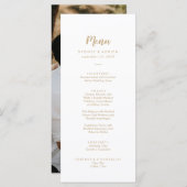 シンプル金ゴールド書|写真のディナー結婚メニュー メニュー (正面/裏面)