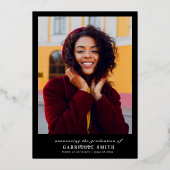 シンプル金ゴールド枠の薬局卒業式 箔招待状 (裏面)