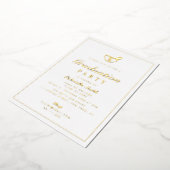 シンプル金ゴールド枠の薬局卒業式 箔招待状 (回転した状態)