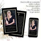 シンプル金ゴールド枠クロス記念祈りの言葉カード