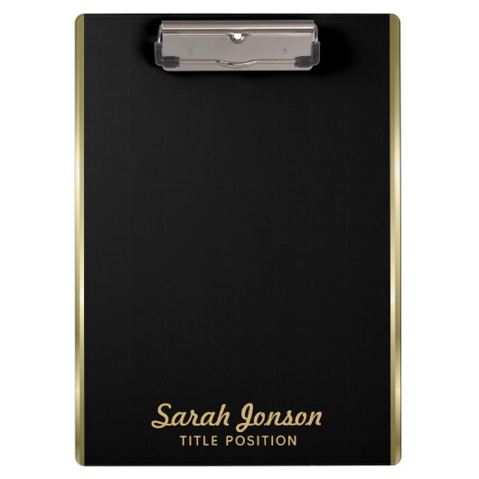 シンプル金ゴールド水平ストライプ クリップボード (正面)