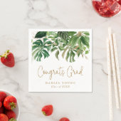 シンプル金ゴールド熱帯モダン卒業 スタンダードカクテルナプキン (インサイチュ)