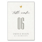 シンプル金ゴールド白エレガントタイポグラフィテーブルカード テーブルナンバー (正面)
