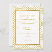 シンプル金ゴールド白エレガント人魚スケールパターン 招待状 (正面)