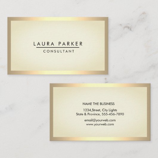 シンプル金ゴールド白黒モダンプロフェッショナル 名刺 (正面/裏面)