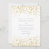 シンプル金ゴールド紙吹雪結婚式招待状 案内状 (正面)