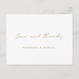 シンプル金ゴールド結婚の感謝 ポストカード