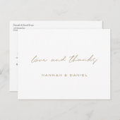 シンプル金ゴールド結婚の感謝 ポストカード (正面/裏面)