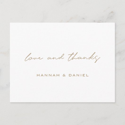 シンプル金ゴールド結婚の感謝 ポストカード (正面)