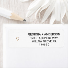 シンプル金ゴールド結婚ハート差出人住所ラベル ラベル