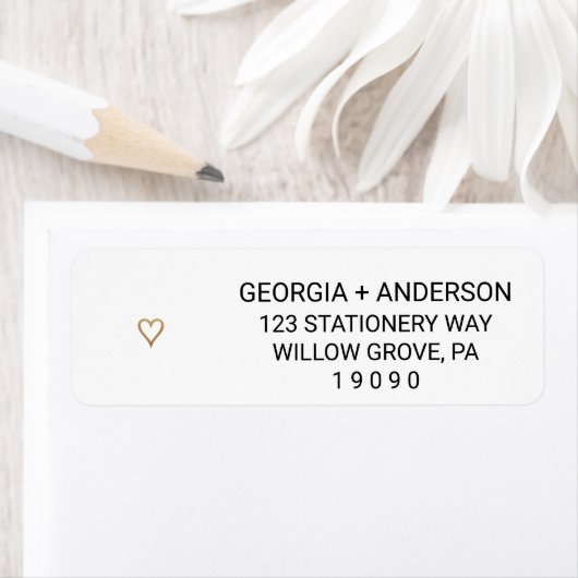 シンプル金ゴールド結婚ハート差出人住所ラベル ラベル (インサイチュ)