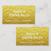 シンプル金ゴールド結婚フリー飲料チケットカード エンクロージャーカード (正面/裏面)