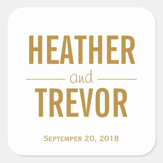 シンプル金ゴールド結婚式の引き出物 スクエアシール (正面)