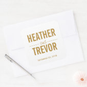 シンプル金ゴールド結婚式の引き出物 スクエアシール (封筒)