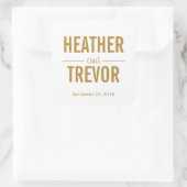 シンプル金ゴールド結婚式の引き出物 スクエアシール (バッグ)