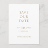 シンプル金ゴールド結婚式の日付を保存 案内ポストカード (正面)