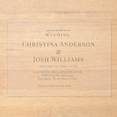 シンプル金ゴールド結婚文字 アクリル招待状 (正面)