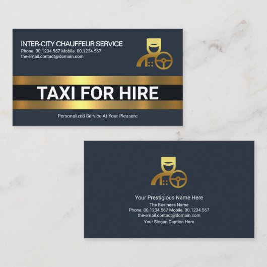 シンプル金ゴールド線はっきりした層タクシー運転手 名刺 (正面/裏面)