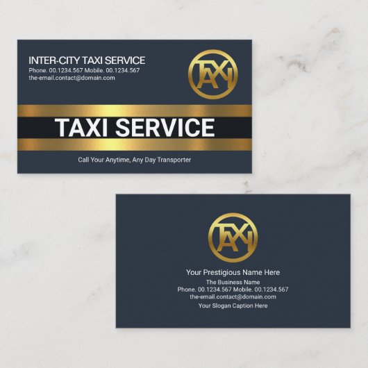 シンプル金ゴールド線はっきりした層タクシーCabドライバ 名刺 (正面/裏面)