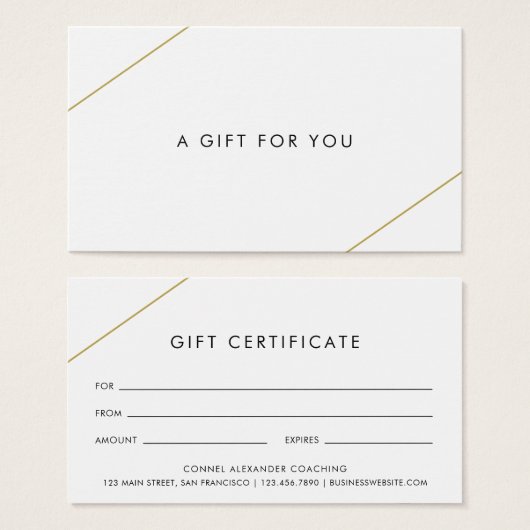 シンプル金ゴールド線モダン商品券 (正面&裏面)