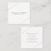 シンプル金ゴールド線モダン スクエア名刺 (正面/裏面)