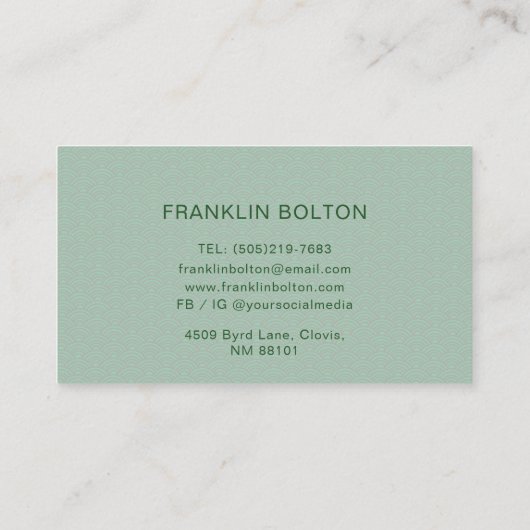 シンプル金ゴールド線緑抽象芸術雲パターン 名刺 (裏面)