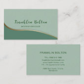 シンプル金ゴールド線緑抽象芸術雲パターン 名刺 (正面/裏面)