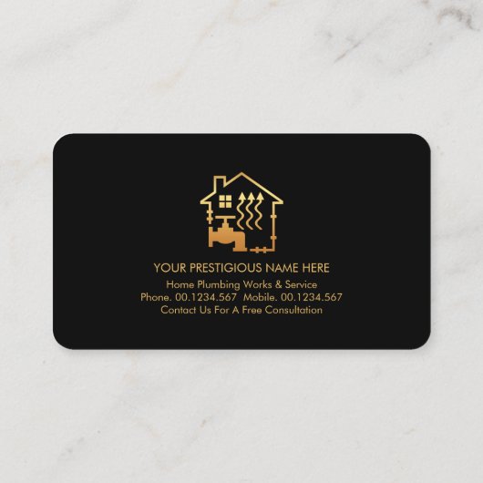シンプル金ゴールド線配管暖房 名刺 (裏面)