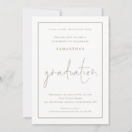 シンプル金ゴールド縁どグラードLunchon卒業 招待状
