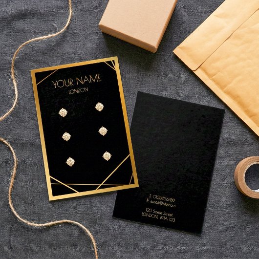 シンプル金ゴールド縁ど幾何イヤリング表示カード