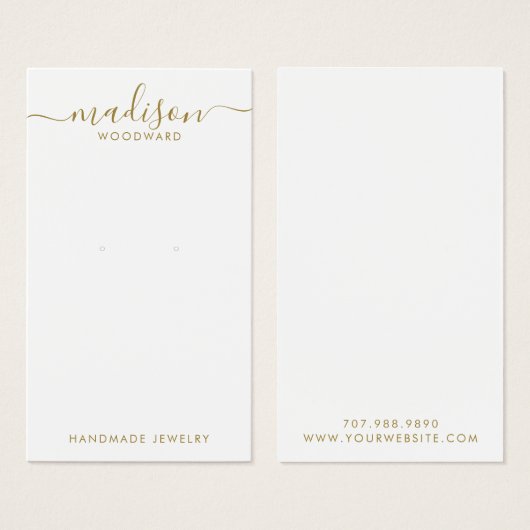 シンプル金ゴールド署名イヤリングディスプレイカード (正面&裏面)