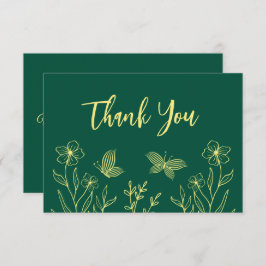 シンプル金ゴールド花エメ結婚ラルド サンキューカード