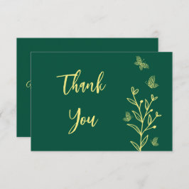 シンプル金ゴールド花エメ結婚ラルド サンキューカード