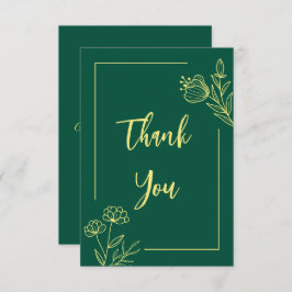 シンプル金ゴールド花エメ結婚ラルド サンキューカード