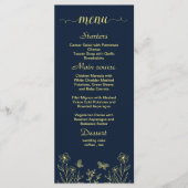 シンプル金ゴールド花ネイビー結婚ズ メニュー (正面)