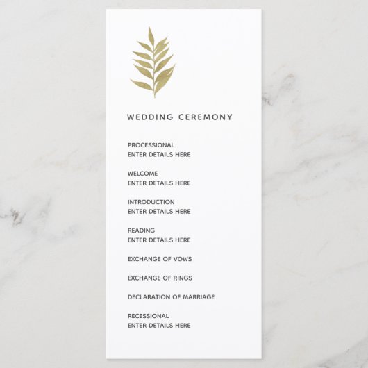 シンプル金ゴールド葉結婚植物式 プログラム (正面)