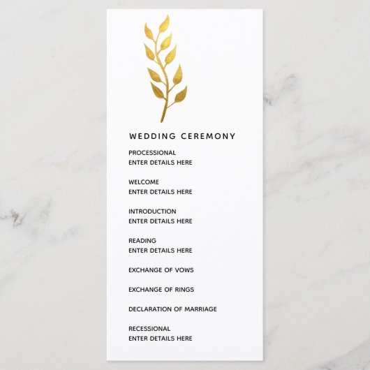 シンプル金ゴールド葉結婚植物式 プログラム (正面)