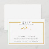 シンプル金ゴールド離れトレンディースタイリッシュフレ結婚ーム 出欠カード (正面/裏面)